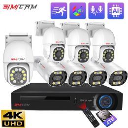 System 4K POE PTZ IP Camera Kit 8MP Bullet NVR Security System Colour Night Vision 2 Way Audio Out Door Water Proof Video Surveillance