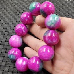 Strand Peach Blossom Beads Pink Quartz Rock 20mm Jade Bracelet Jewellery