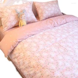 Bedding Sets Pastoral Style Princess Girl Heart Pink Garland Floral Bed Four-Piece Set All Cotton Pure Quilt