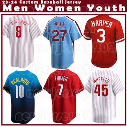 3 Bryce Trea Turner Baseball Jerseys Harper Brandon Marsh Kyle Schwarber Seranthony Dominguez Zack Wheeler Nick Castellanos Phillies Ranger Suarez J.T. Realmuto