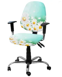 Chair Covers White Flower Butterfly Bubble Elastic Armchair Computer Cover Stretch Removable Office Slipcover Split Seat