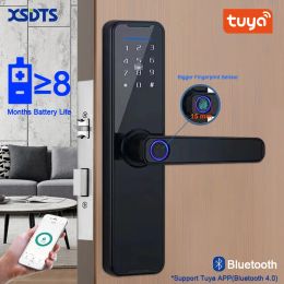 Lock K7 Pro Biometric Fingerprint Door Lock Black Smart Lock Tuya App Remote Unlocking Password Keyless Lock Electronic Door Lock