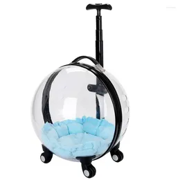 Cat Carriers Transparent Pet Travel Trolley For Puppies Dogs Bag With Wheel Supplies Creative Toy Gifts