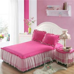 Bedding Sets Modern Princess Bed Skirt Solid Soft Lace Edge Bedspread 1 Pc Set Ruffle 2pcs Fitted Pillowcases Sheet