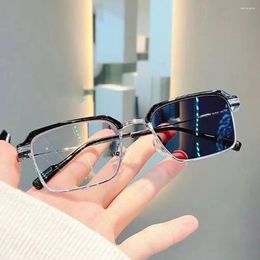 Sunglasses KLASSNUM Men Anti-Blue Light Glasses Pochromic Half Frame Eye Protection Ultra Computer Eyeglasses