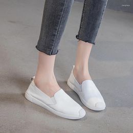 Casual Shoes Genuine Leather Loafer For Women Spring Summer Shoe Solid Colour Black White 2024 Loafers