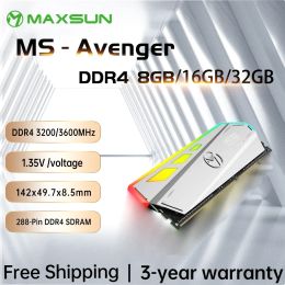RAMs MAXSUN RAM DDR4 4GB 8GB 16GB Memory 2666 3200MHz Memoria Rams Dimm DDR4 RGB Lighting Desktop Memory with Heat Sink