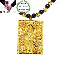 Pendants MHXFC Wholesale European Fashion Man Male Party Wedding Gift Vintage GUANYIN Rectangle Real 18KT Gold Pendant Necklace NL166