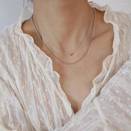 Chains 316L Stainless Steel Golden Oval Bead Double-Layer Chain Necklace Casual Fashion Ladies Jewellery Banquet Everyday Gifts