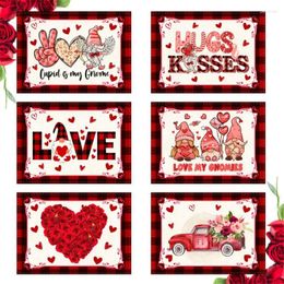 Table Mats Valentine's Day Printed Placemat Festival Love Western Restaurant Insulation Anti-fouling Pads Decoration