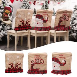 Chair Covers 1pc Christmas Holiday Embroidered Elk Cover Home Party Dining Room Dinner Decoration 48x52cm