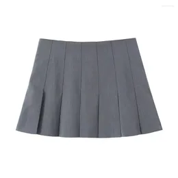 Skirts Zach Ailsa Spring Women's Fashion Casual Slim Fit Wide Pleated Zipper Decoration Mini Skirt