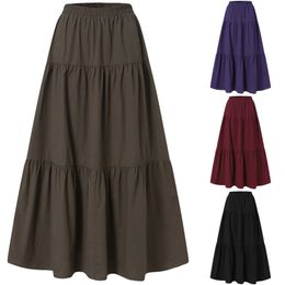 Y2K Aesthetic Fairycore Vintage Pleated Skirt Korean Fashion Harajuku Grunge High Waist Long Retro Ramie Cotton Clothes y240402