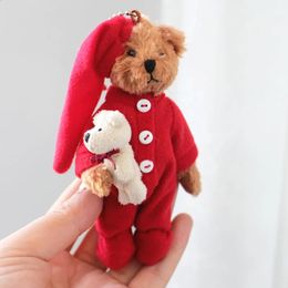 INS Super Cute Mini Teddy Bear Soft Plush Toy Bag Pendant Stuffed Cartoon Animal Key Accessories Doll Home Decor Kid Gift 240401