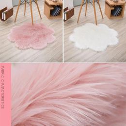 Carpets Faux Wool Plush Carpet Modern 30cm/45cm Long Hair Fur Rugs Fluffy Blossom Shape Plum Household