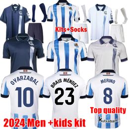 2024 Real Sociedad Soccer Jerseys CHO TAKE KUBO OYARZABAL SADIQ ANDRE SILVA ZUBIMENDI BRAIS MENDEZ MERINO LE NORMAND home away Men and kids 24 25 football shirt top