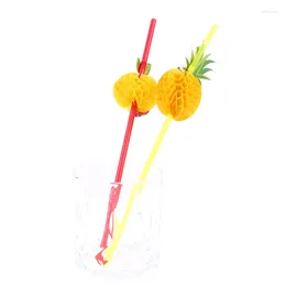 Drinking Straws 12/10pcs Pineapple Strawberry Cocktail Disposable Hawaii Party Facvor Juice Parasols For Bar Summer