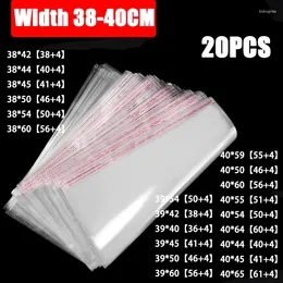 Storage Bags 20pcs Width 38-40cm StoBag Transparent Self Adhesive Plastic OPP Resealable Poly Cellophane Clothing Clear Packing Gift Bag