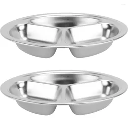 Dinnerware Sets 2 Pcs Stainless Steel Three Compartment Serving Plate Baby Bandejas Para Comida Cafeteria Plates