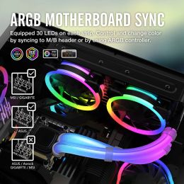 Cooling 2pcs AIO Tube Sleeve Kits Aura Sync 33cm 30 LED Flexible ARGB Vest 5V 3Pin ARGB Soft Rubber for Aura Fusion RGB Mystic Light