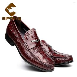 Casual Shoes Sipriks Autumn Mens Slip On Leather Black Elegant Male Moccasin Slippers Burgundy Loafers Euro 44 2024