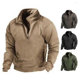 Gym Clothing 2024 Outdoor Casual Half Placket Hoodie Sweatshirt Men's Warm Zipper Collar Top High Quality Design Men