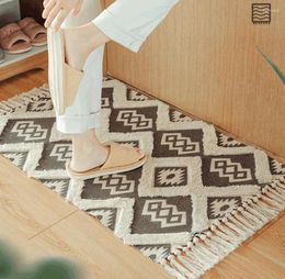 Carpets Geometric Tufted Cotton Linen Handmade Floor Carpet With Tassel Home Area Rugs For Living Room Bedroom Kid Decor Tapestry