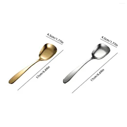 Dinnerware Sets Stainless Steel Square Kitchen Spoon Flat Rice Dessert Ice Cream Serving Shovel Tableware