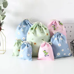 Storage Bags Cute Cotton Travel Bag Drawstring Dustproof Clothes Socks Cosmetic Packaging Organizer Pocket