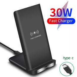 Chargers 30W Qi Dual Coil Wireless Charger For iPhone 13 12 11 X 10 Plus Phone Fast Charger Pad Dock Station For Samsung S8 S9 S9+ Note 8
