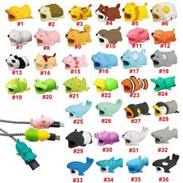 Silicone Cute Cartoon Animals Bite Cable Protector Cover Organiser Winder Management For Cell Phone Charging Cord Data Line Earpho7877514