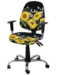 Chair Covers Park Sunflower Flower Butterfly Elastic Armchair Computer Cover Stretch Removable Office Slipcover Split Seat