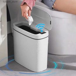 Waste Bins 14L Smart Trash Can USB Charging Automatic Waste Bin for Bathroom Toilet Waterproof Narrow Seam Sensor Bin Kitchen Wastebasket L46