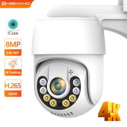 Cameras 4K 8MP WiFi IP Camera Outdoor Wireless 5MP Mini Security Video Surveillance Cam 1080P PTZ ICsee 4X Zoom Auto Track H.265 Alexa