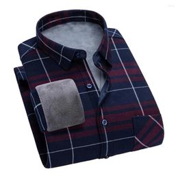 Men's Casual Shirts Men Fleece Shirt 2024 Autumn Winter Male Long Sleeve Plaid Thick Lined Soft Flannel Warm Dress L-4XL