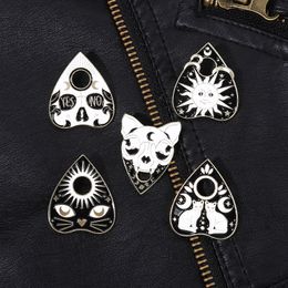 Witch Ouija Enamel Pins Custom Witchcat Sun Moon Skull Brooches Lapel Badges Black Punk Gothic Jewellery Gift for Kids Friends