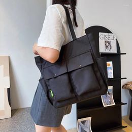 Totes Black Tote Handbags Shoulder Bag College Student Class Cloth Large Capacity Commuting Bags