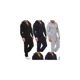 Men'S Tracksuits New Trendy Muscle Men Workout Tracksuit Top Pants Suit Sets Hoodie Coat Trousers Outerwear Drop Delivery Apparel Clo Dhxgo