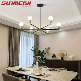 Chandeliers Simple Modern Easy Install Six-Head Iron Ceiling Lamp Personalized Lighting Nordic American Creative Staircase Bedroom