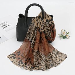 Scarves Summer Thin Chiffon Scarf Leopard Printed Hijab Shawls For Women Muslim Wraps Breathable Long Fashion Headband 150 50cm