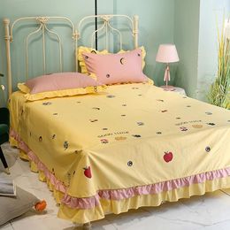 Bedding Sets Ruffles Flat Sheet Cotton Set 3pcs/Set 13372 60S Pillowcase Flower Bed Linens Pastoral Bedclothes
