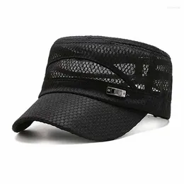 Berets Women Men Flat Hat Unisex Summer Breathable Mesh Cap Solid Colour Sunhat Casual Head Cover Outdoors Fishing Sport Sunscreen Caps