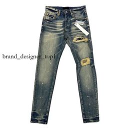 Brand Designer Purple Jeans Men Women Jeans Pants Ksubi Jeans High Street Purple Retro Paint Spot Slim Feet Micro Elastic Jeans Hip Hop Zipper Hole Plus Size Jeans 2076