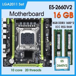 Motherboards X79GA Office Assistant motherboard kit xeon E5 2660 V2 LGA2011 CPU and 2*8GB=16GB 1600mhz ddr3 RECC Memory Set