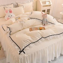 Bedding Sets Princess Style Four-Piece Set Sheet Summer Duvet Cover Skirt Washed Cotton Fairy