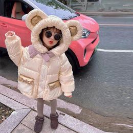 Jackets Cute Big Ear Baby Coat Keep Warm Autumn Winter For Girls Parkas Fashion Bright Hooded Children Waterproof Outerwear 3-9Y