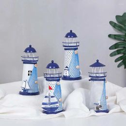 Candle Holders Mediterranean Lighthouse Holder Iron Art Candlestick Table Home Holiday Wedding Party Desktop Decor Metal