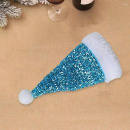 Party Decoration Santa Hat Utensil Holders Festive Christmas Table Decorations 10pcs Mini Cutter Fork Sleeves Sequin For Desktop