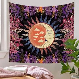 Tapestries The Sun Moon Flowers Mysterious Tapestry Living Room Bedroom Art Decoration