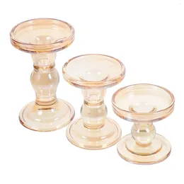 Candle Holders 3 Pcs Glass Roman Column Holder Taper Tea Lights For Table Centerpiece Tapered Stick Decorate